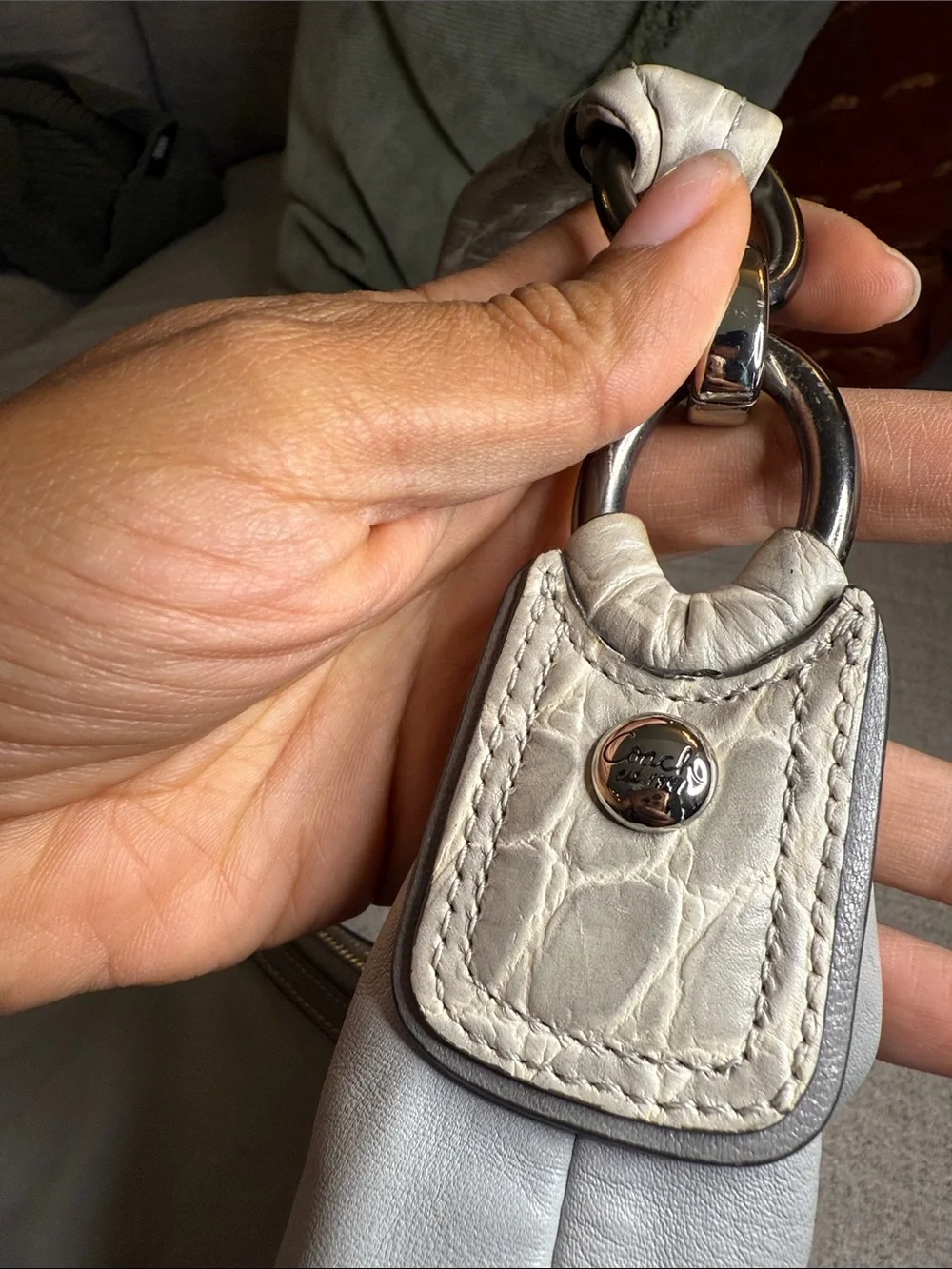 Y2K Coach Kristin Spectator Leather Hobo Bag - Grey, Python Snakeskin Trim